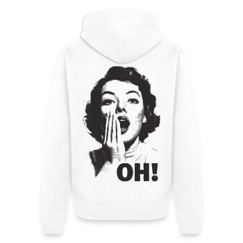 Schreiendes Gesicht Oh - Unisex Premium Bio Zip Hoodie - Weiß - Hinten - Thijin (182cm)