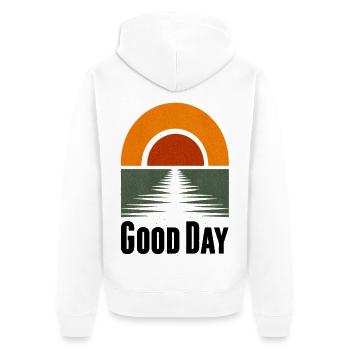 Coucher de soleil sur le lac Bonjour - Veste à capuche bio Premium Unisexe - blanc - Dos - Thijin (182cm)