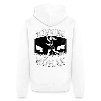 Winning Woman Run - Unisex Premium Bio Zip Hoodie - Weiß - Hinten - Thijin (182cm)