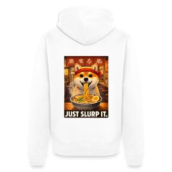 Ramen Shiba Inu Nudelsuppe - Unisex Premium Bio Zip Hoodie - Weiß - Hinten - Thijin (182cm)