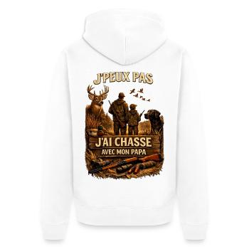 Jagd mit Vater-Sohn-Duo Papa - Unisex Premium Bio Zip Hoodie - Weiß - Hinten - Thijin (182cm)