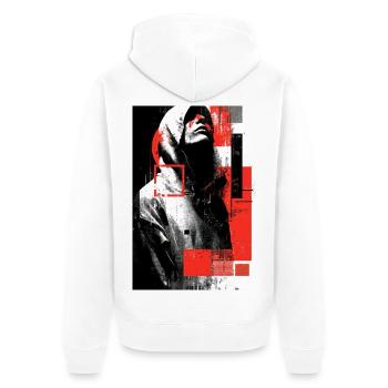 Glitch face in red gloss - Unisex Premium Organic Zip Hoodie - white - Back - Thijin (182cm)