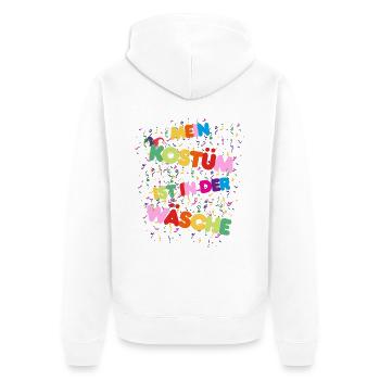 Kostüm in der Wäsche: farbenfrohes Konfetti - Unisex Premium Bio Zip Hoodie - Weiß - Hinten - Thijin (182cm)