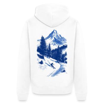 Silhouette du sommet bleu - Veste à capuche bio Premium Unisexe - blanc - Dos - Thijin (182cm)