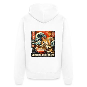 Ramen Cat Kanagawa - Unisex Premium Organic Zip Hoodie - white - Back - Thijin (182cm)