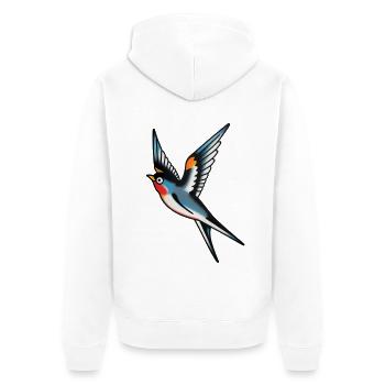 Classic Tattoo Swallow - Unisex Premium Organic Zip Hoodie - white - Back - Thijin (182cm)