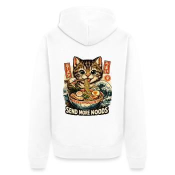Ramen Nouilles, Amoureux des Chats, Kats Kawaii Rétro - Veste à capuche bio Premium Unisexe - blanc - Dos - Thijin (182cm)