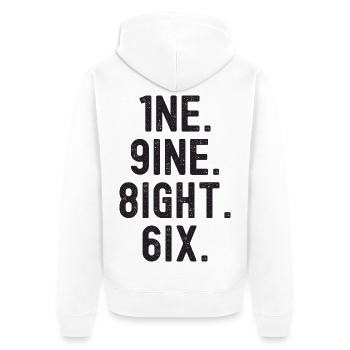 1986 Vintage - Unisex Premium Bio Zip Hoodie - Weiß - Hinten - Thijin (182cm)