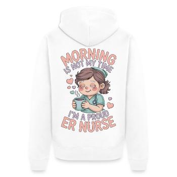 ER Nurse Morning Is Not My Time Frontline Nurse - Unisex Premium Bio Zip Hoodie - Weiß - Hinten - Thijin (182cm)