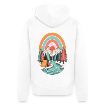 Camping en montagne dans le Sonnenbogen - Veste à capuche bio Premium Unisexe - blanc - Dos - Thijin (182cm)