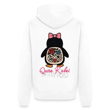 Quite Rebel Pentoo  -  Nihilist Penguin Trend - Unisex Premium Organic Zip Hoodie - white - Back - Thijin (182cm)