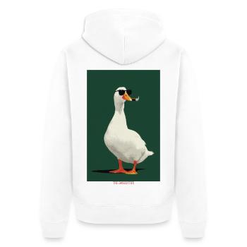 Duck with Cigar and Sunglasses - Unisex Premium Organic Zip Hoodie - white - Back - Thijin (182cm)