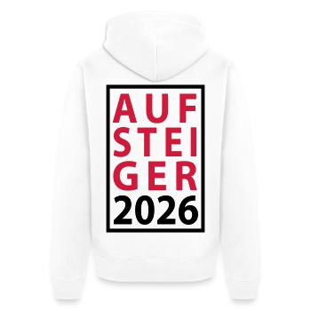 Aufsteiger 2026 Aufstieg - Unisex Premium Bio Zip Hoodie - Weiß - Hinten - Thijin (182cm)