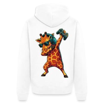 Gamer-Giraffe spielt Videospielkunst - Unisex Premium Bio Zip Hoodie - Weiß - Hinten - Thijin (182cm)