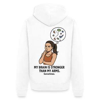 Bouldern wie Schach – Kopf schlägt Kraft - Unisex Premium Bio Zip Hoodie - Weiß - Hinten - Thijin (182cm)