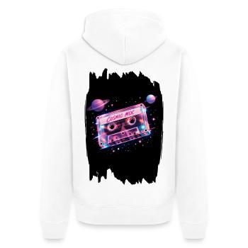 Cosmic Mix Tape Retro 80s Space Cassette - Unisex Premium Organic Zip Hoodie - white - Back - Thijin (182cm)