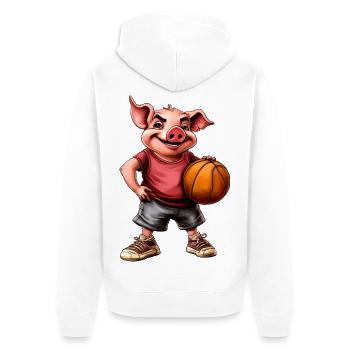 Pigs Basketball Player / Basketball Sow - Unisex Premium Organic Zip Hoodie - white - Back - Thijin (182cm)