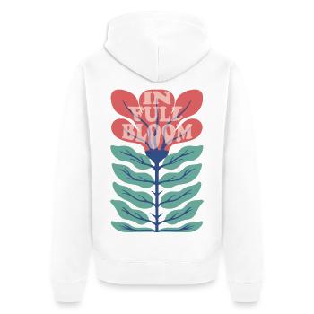 En pleine floraison – Dicton fleur rétro - Veste à capuche bio Premium Unisexe - blanc - Dos - Thijin (182cm)