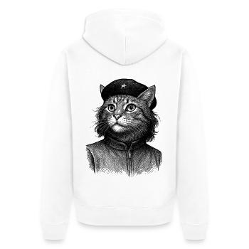 Cat with beret - Unisex Premium Organic Zip Hoodie - white - Back - Thijin (182cm)