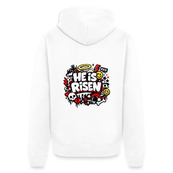 He is Risen Graffiti Ostern - Unisex Premium Bio Zip Hoodie - Weiß - Hinten - Thijin (182cm)
