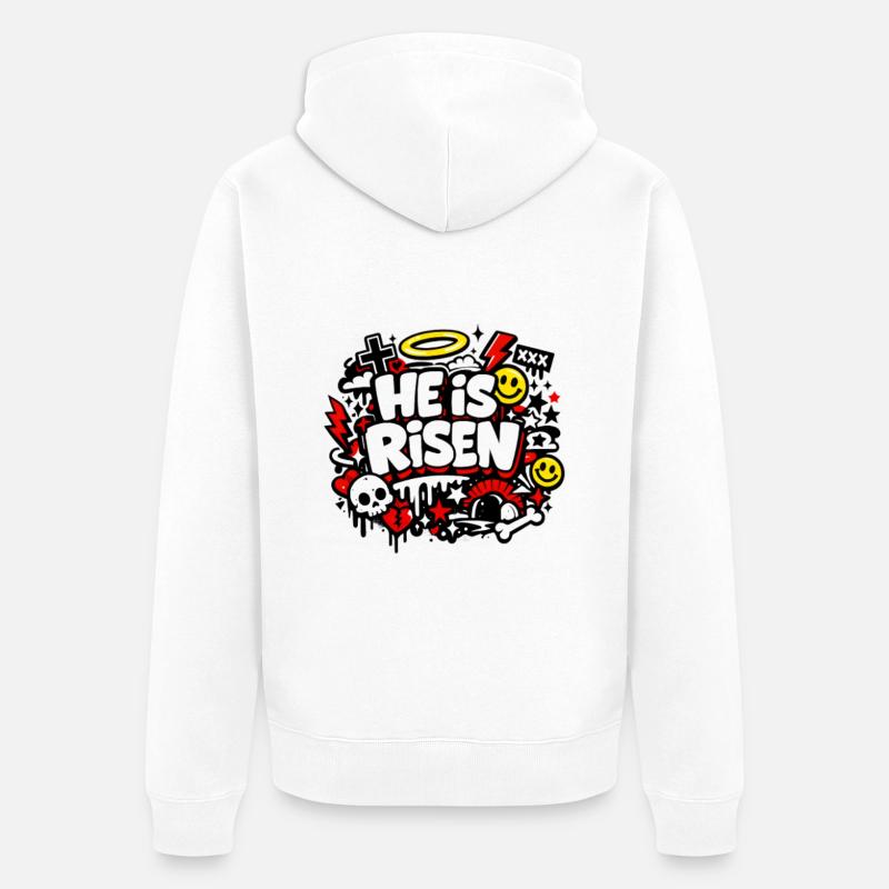 Il est Risen Graffiti Easter - Veste à capuche bio Premium Unisexe - blanc