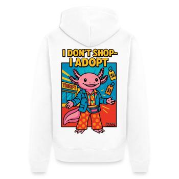 Ich kaufe nicht ein, ich adoptiere Alien - Unisex Premium Bio Zip Hoodie - Weiß - Hinten - Thijin (182cm)
