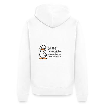 Ich bleib so wie ich bin, weil es andere stört - Unisex Premium Bio Zip Hoodie - Weiß - Hinten - Thijin (182cm)