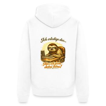 Ich mach das Faultier lustiger Büro Spruch - Unisex Premium Bio Zip Hoodie - Weiß - Hinten - Thijin (182cm)