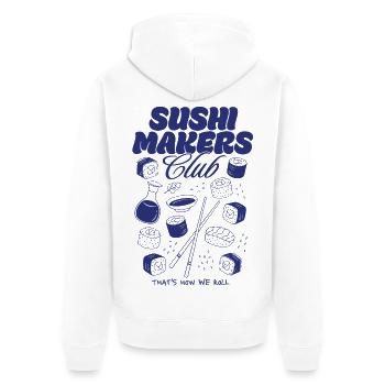 Sushi Makers Club - Unisex Premium Bio Zip Hoodie - Weiß - Hinten - Thijin (182cm)