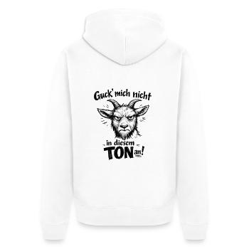 Guck Mich Nicht In Diesem Ton An - Unisex Premium Bio Zip Hoodie - Weiß - Hinten - Thijin (182cm)