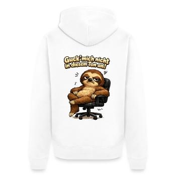 Guck Mich Nicht In Diesem Ton An Frech Büro Spruch - Unisex Premium Bio Zip Hoodie - Weiß - Hinten - Thijin (182cm)