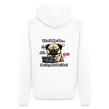 Ich mach das Mops lustiger Büro Spruch - Unisex Premium Bio Zip Hoodie - Weiß - Hinten - Thijin (182cm)