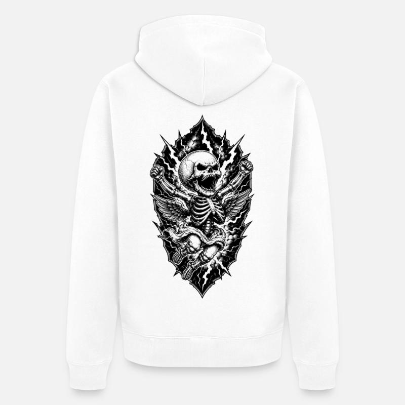 Ange squelette avec motif gothique éclair - Veste à capuche bio Premium Unisexe - blanc