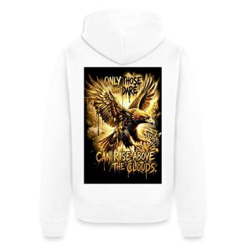 Adler Poster Motivation Spruch Wandbild  - Unisex Premium Bio Zip Hoodie - Weiß - Hinten - Thijin (182cm)