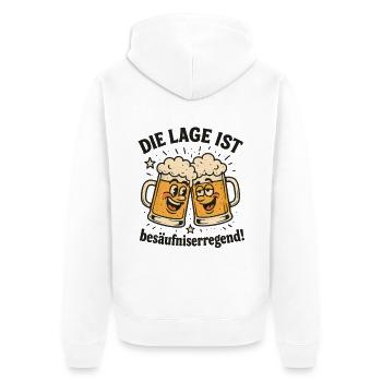 Die Lage ist besäufniserregend Karneval Fasching - Unisex Premium Bio Zip Hoodie - Weiß - Hinten - Thijin (182cm)