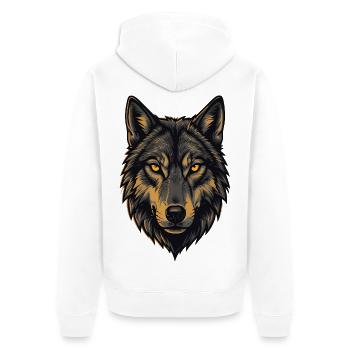 Alphawolf - Unisex Premium Bio Zip Hoodie - Weiß - Hinten - Thijin (182cm)