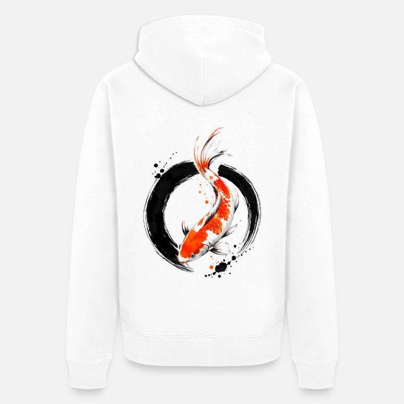 Cercle d’encre Zen Koi - Veste à capuche bio Premium Unisexe - blanc