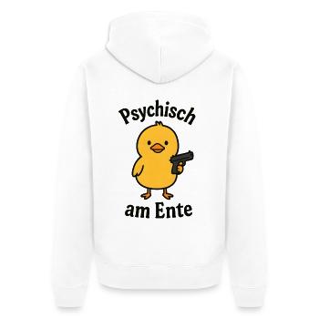 Psychisch Am Ente Lustiger Spruch - Unisex Premium Bio Zip Hoodie - Weiß - Hinten - Thijin (182cm)