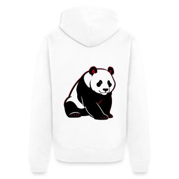 Red Silhouette Panda - Unisex Premium Organic Zip Hoodie - white - Back - Thijin (182cm)