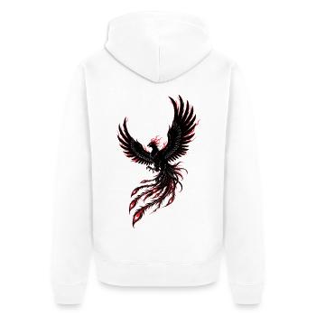 Phénix Renaissance Black Red – Japanese Tattoo - Unisex Premium Organic Zip Hoodie - white - Back - Thijin (182cm)