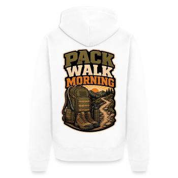 MARCHE EN MEUTE MATIN - Veste à capuche bio Premium Unisexe - blanc - Dos - Thijin (182cm)