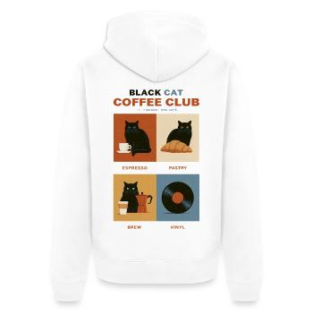 Black Cat Coffee Club Panels - Unisex Premium Organic Zip Hoodie - white - Back - Thijin (182cm)