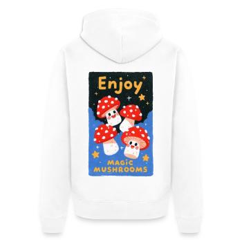 Enjoy colorful mushrooms - Unisex Premium Organic Zip Hoodie - white - Back - Thijin (182cm)