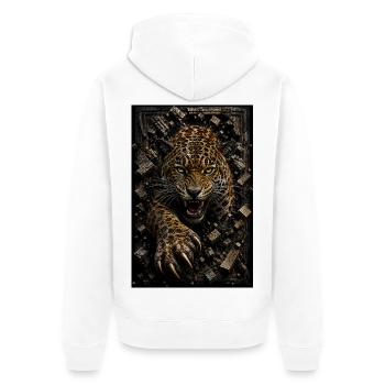 Leopard furious among the blocks - Unisex Premium Organic Zip Hoodie - white - Back - Thijin (182cm)