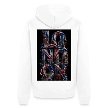 Londoner Trikolore-Mosaik - Unisex Premium Bio Zip Hoodie - Weiß - Hinten - Thijin (182cm)