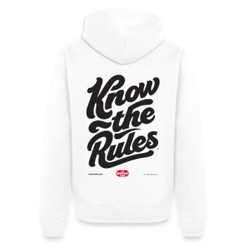 Know the Rules - Unisex Premium Bio Zip Hoodie - Weiß - Hinten - Thijin (182cm)