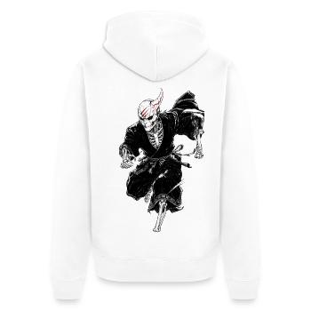 Squelette Shinigami Samouraï Masque Oni Manga Japo - Veste à capuche bio Premium Unisexe - blanc - Dos - Thijin (182cm)