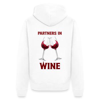 Partner im Wein – lustige Weingeschenk-Freundinnen - Unisex Premium Bio Zip Hoodie - Weiß - Hinten - Thijin (182cm)