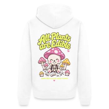 All Plants Are Edible Organic Gardening - Unisex Premium Organic Zip Hoodie - white - Back - Thijin (182cm)