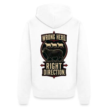 Wrong Herd – Right Direction - Unisex Premium Organic Zip Hoodie - white - Back - Thijin (182cm)